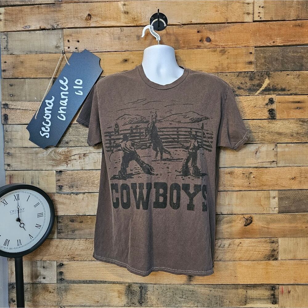 Goodie two Sleeves Men's Brown “Cowboy” Short Sleeve Tee shirt Size M
